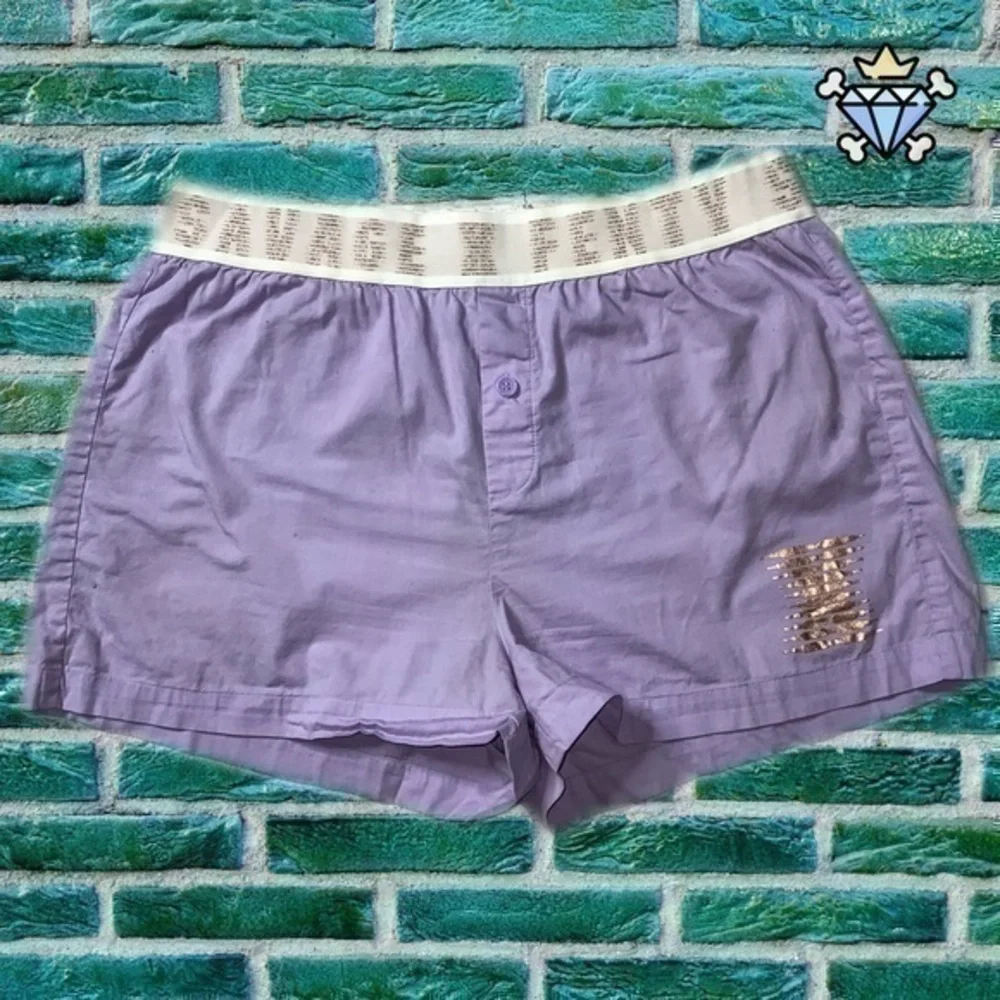 SAVAGE X FENTY LAVENDER GOLD BOXER SHORTS SIZE LARGE LOUNGEWEAR